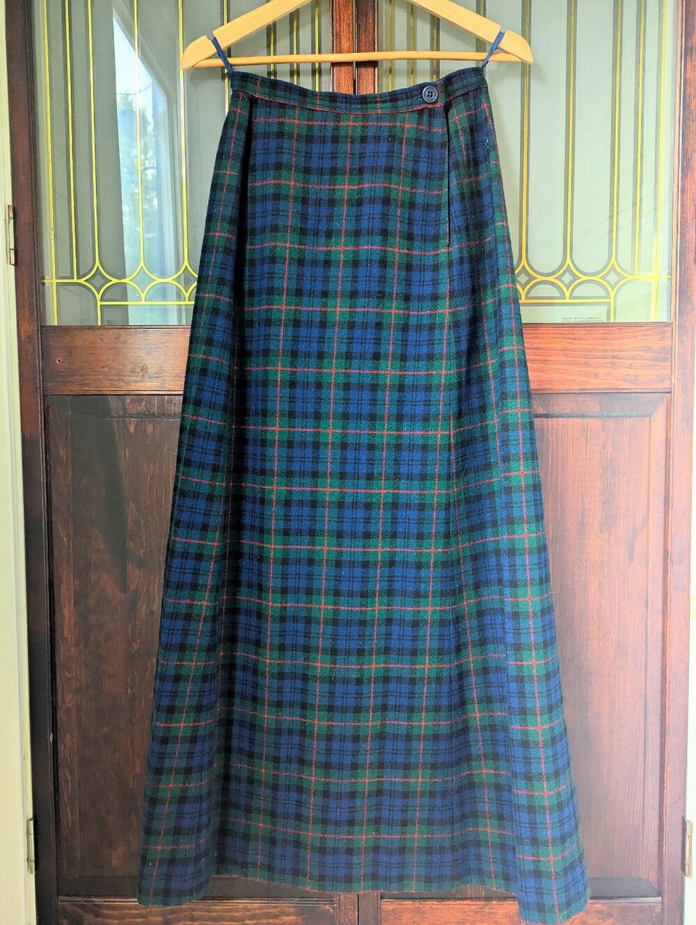 Pendleton Blackwatch Plaid Maxi Skirt in Green and Navy